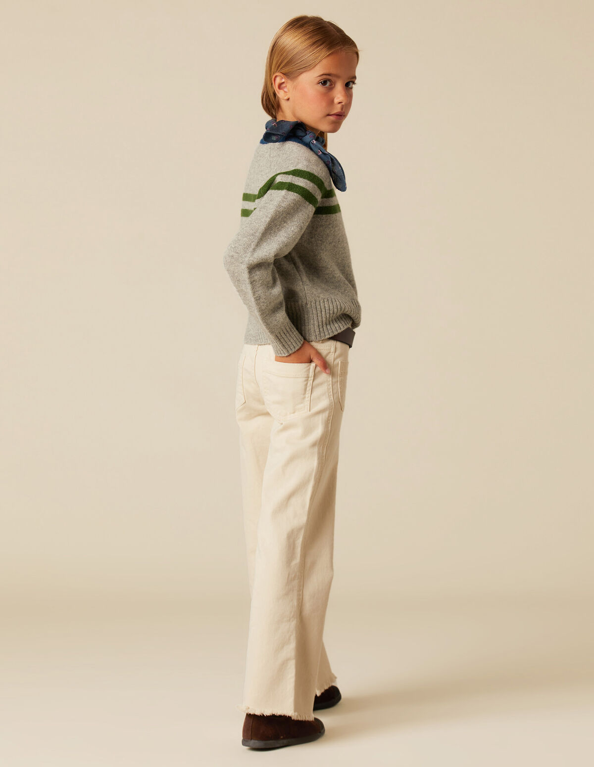 DOUBLE STRIPE GREY JUMPER