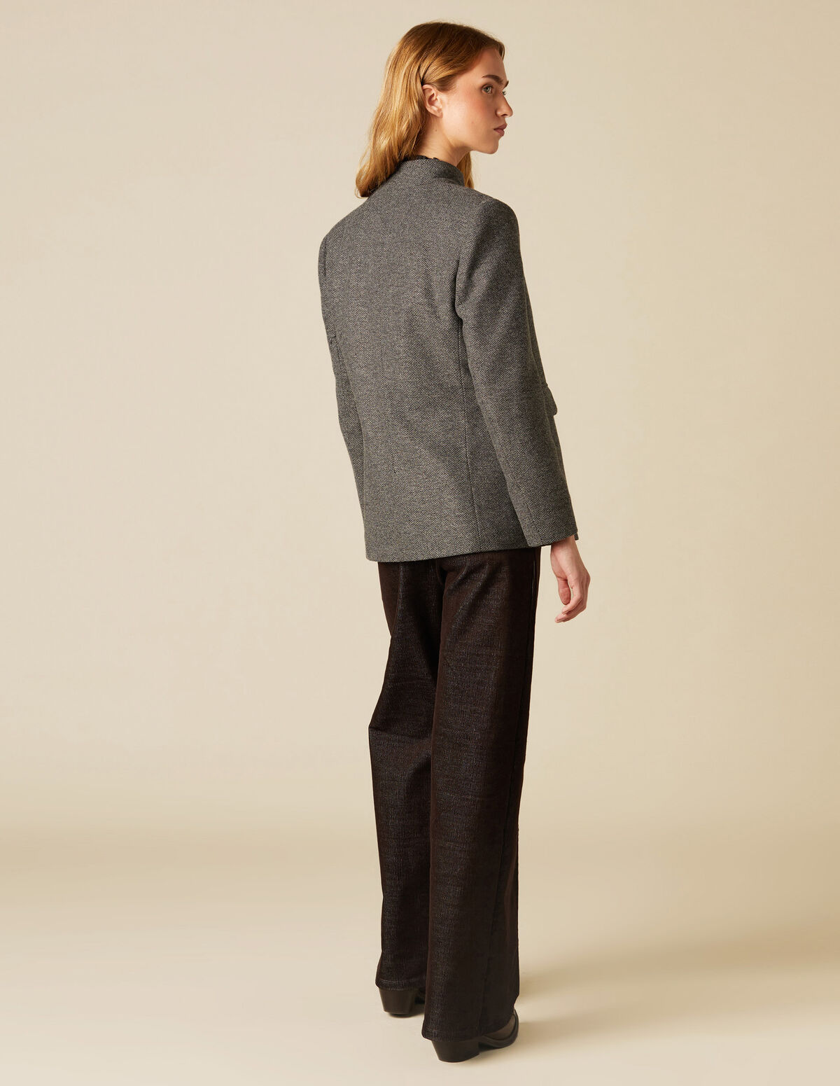 BLUE HERRINGBONE BLAZER