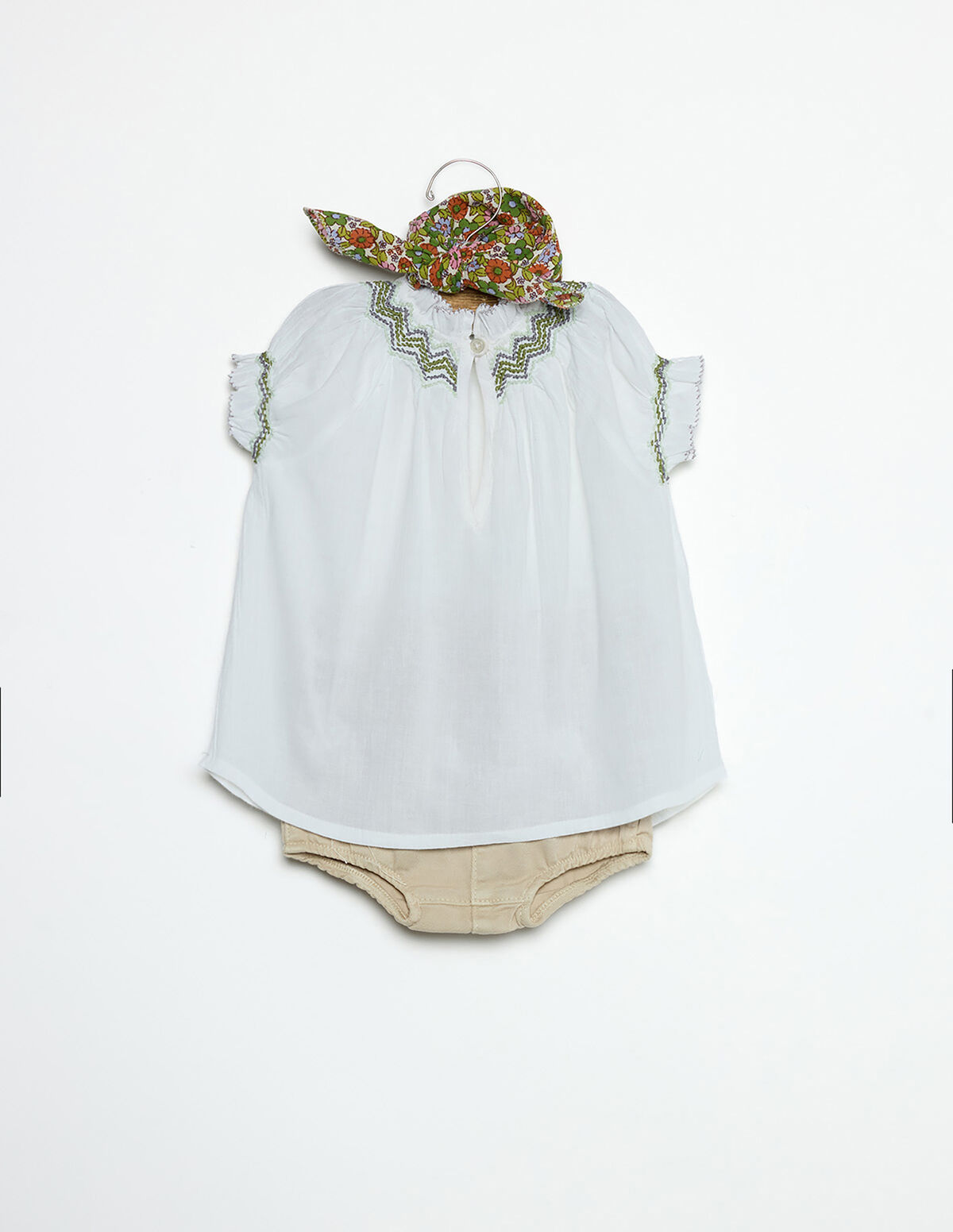 ECRU SMOCKED SHIRT