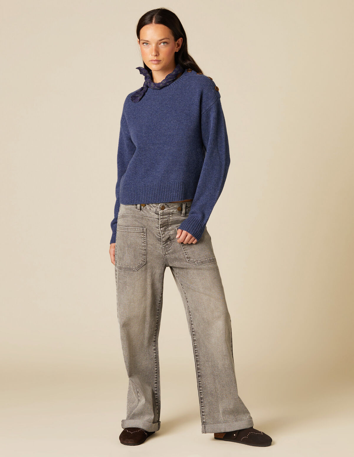 BLUE BUTTONED JUMPER
