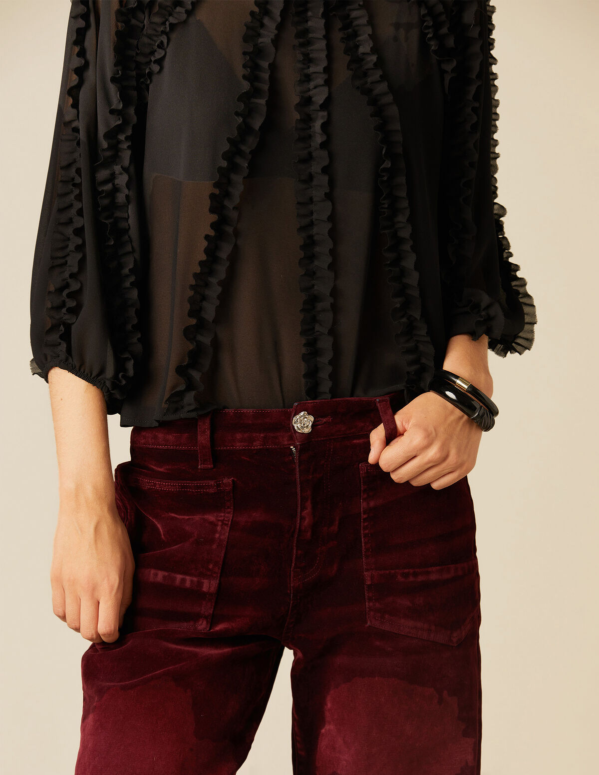 MAROON VELVET TROUSERS