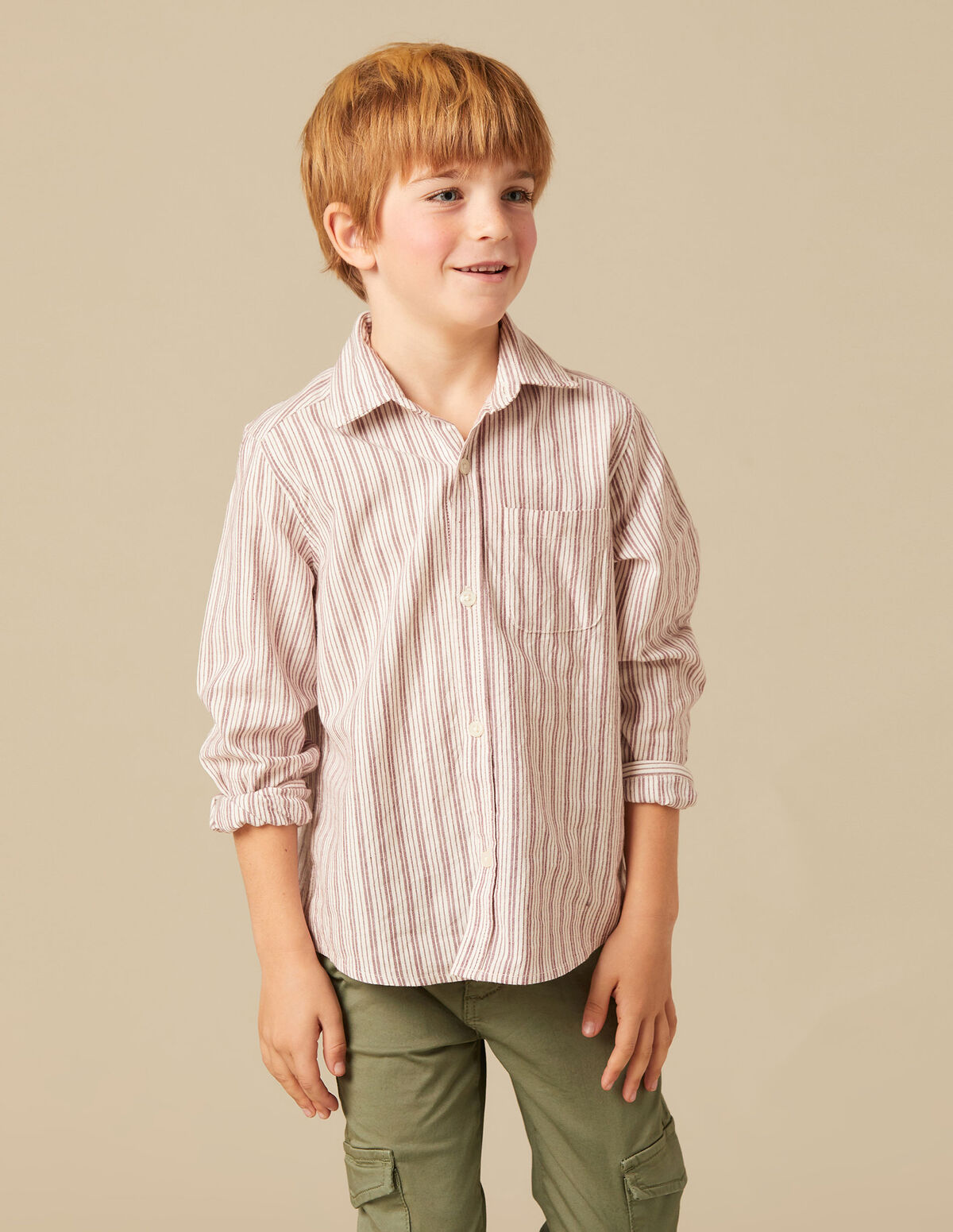 CHEMISE RAYÉE MARRON