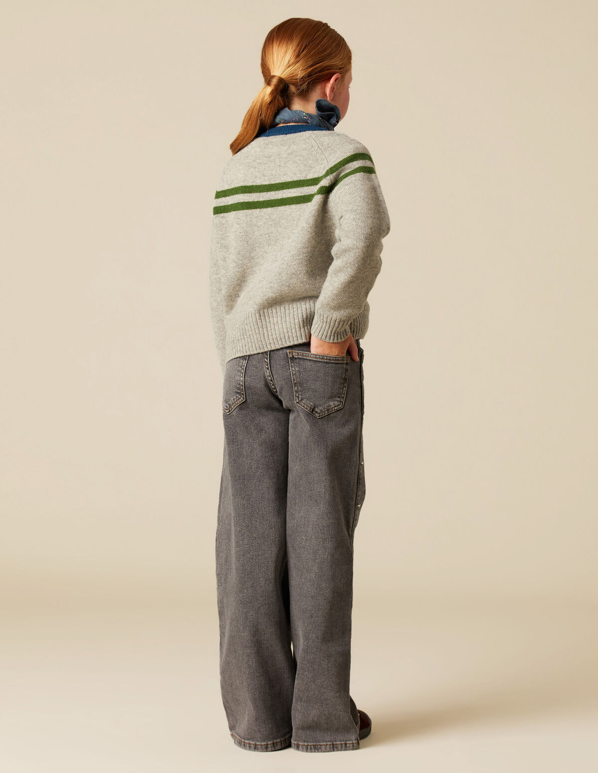 DOUBLE STRIPE GREY JUMPER