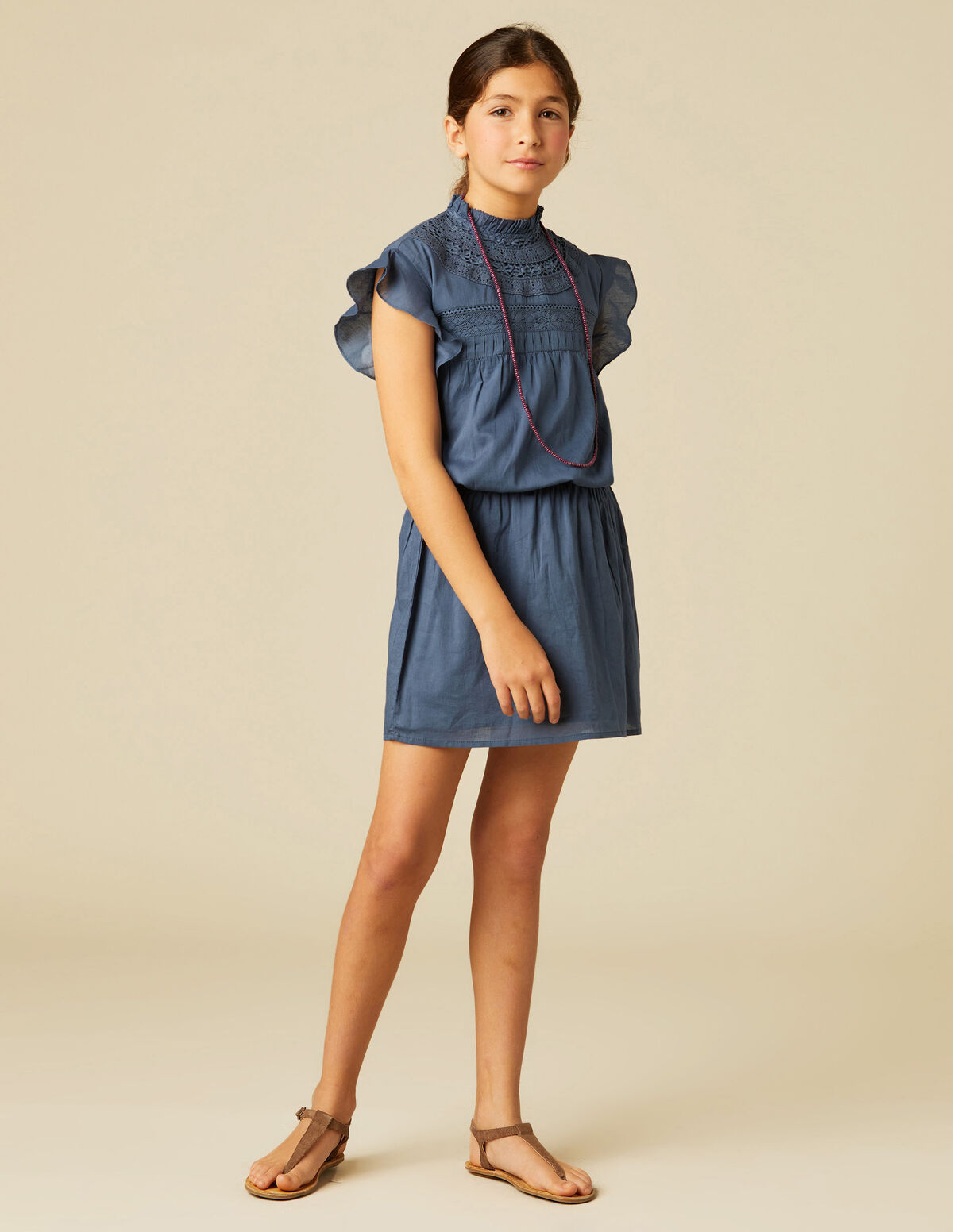 VESTIDO ENCAJES GOMITA AZUL