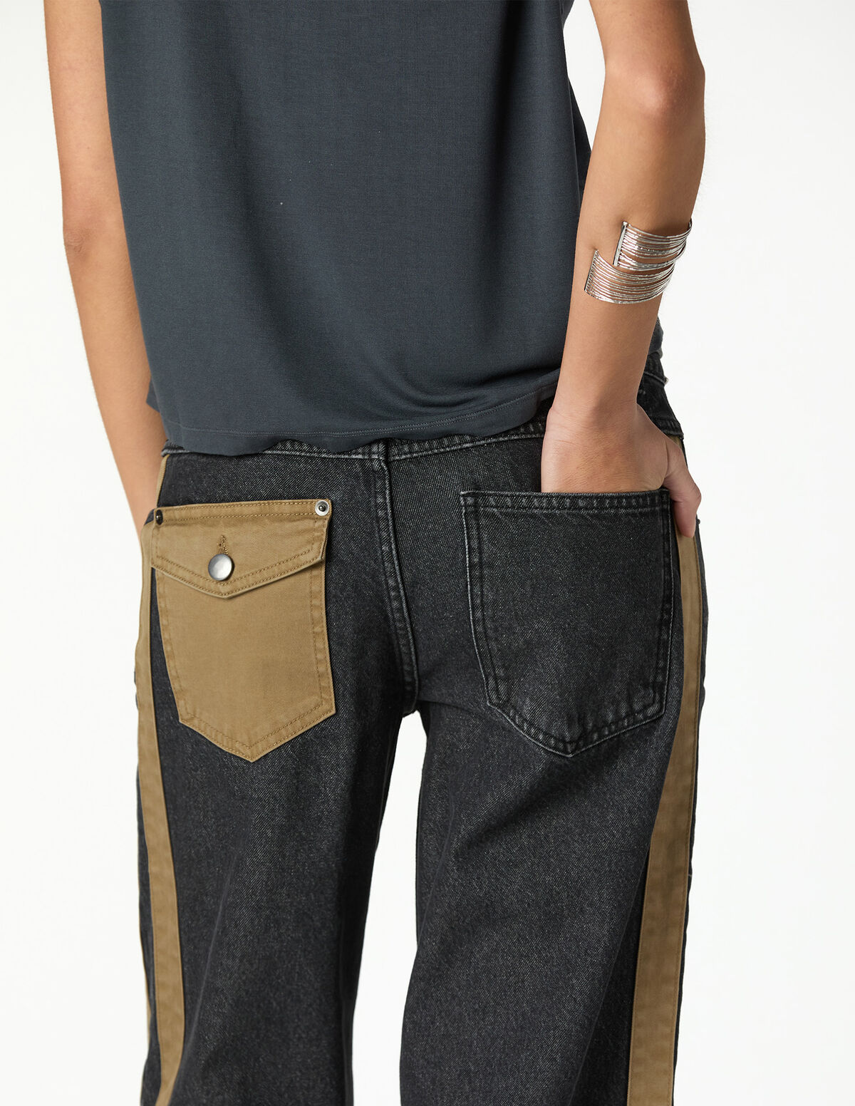 ANTHRACITE CONTRAST STRAP JEANS
