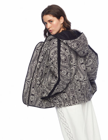 Anthracite paisley print hooded jacket  - Clothing - Nícoli