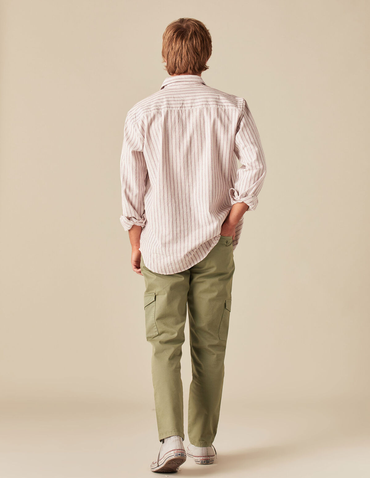 CHEMISE RAYÉE MARRON