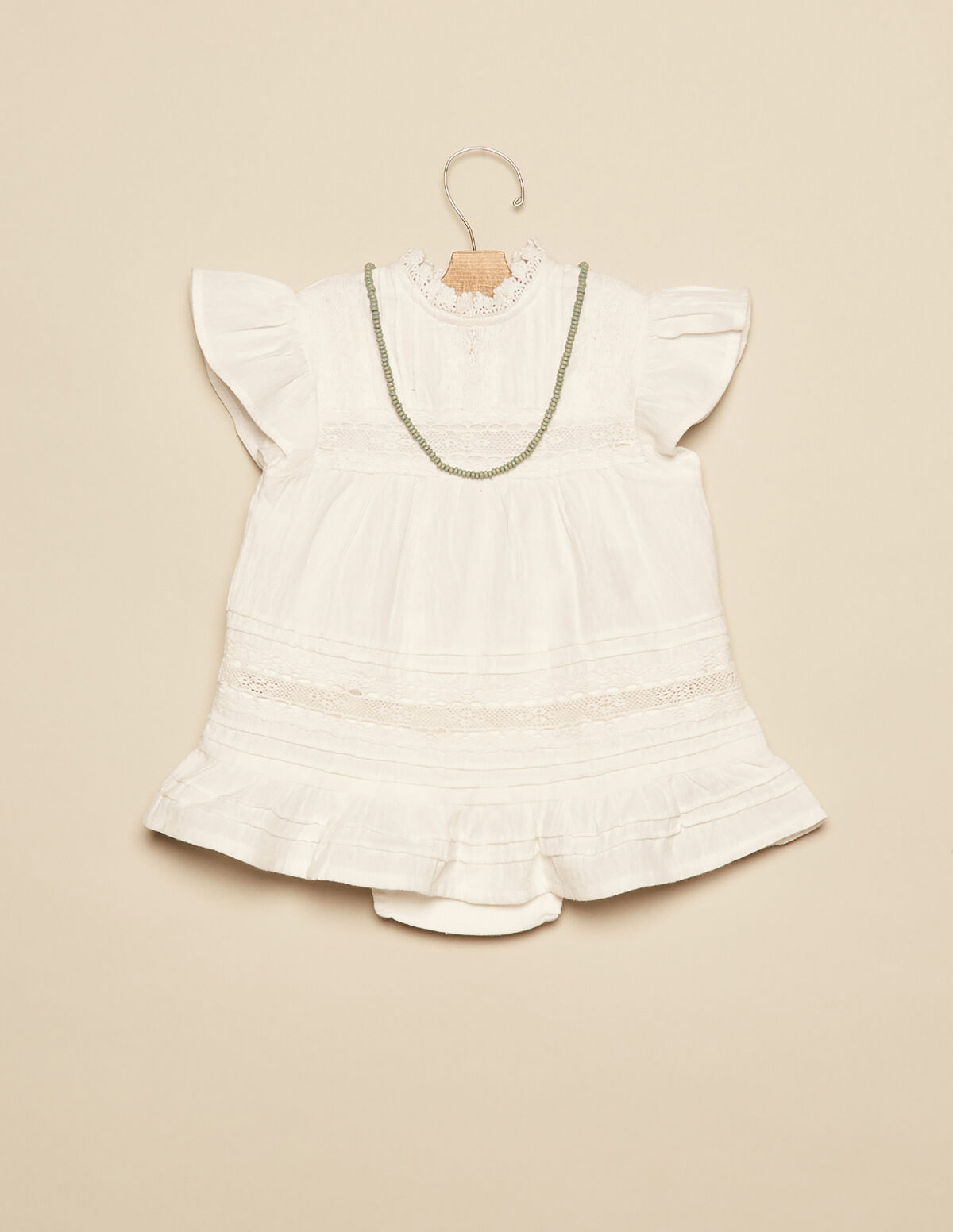 VESTIDO VOLANTE ENCAJES BLANCO