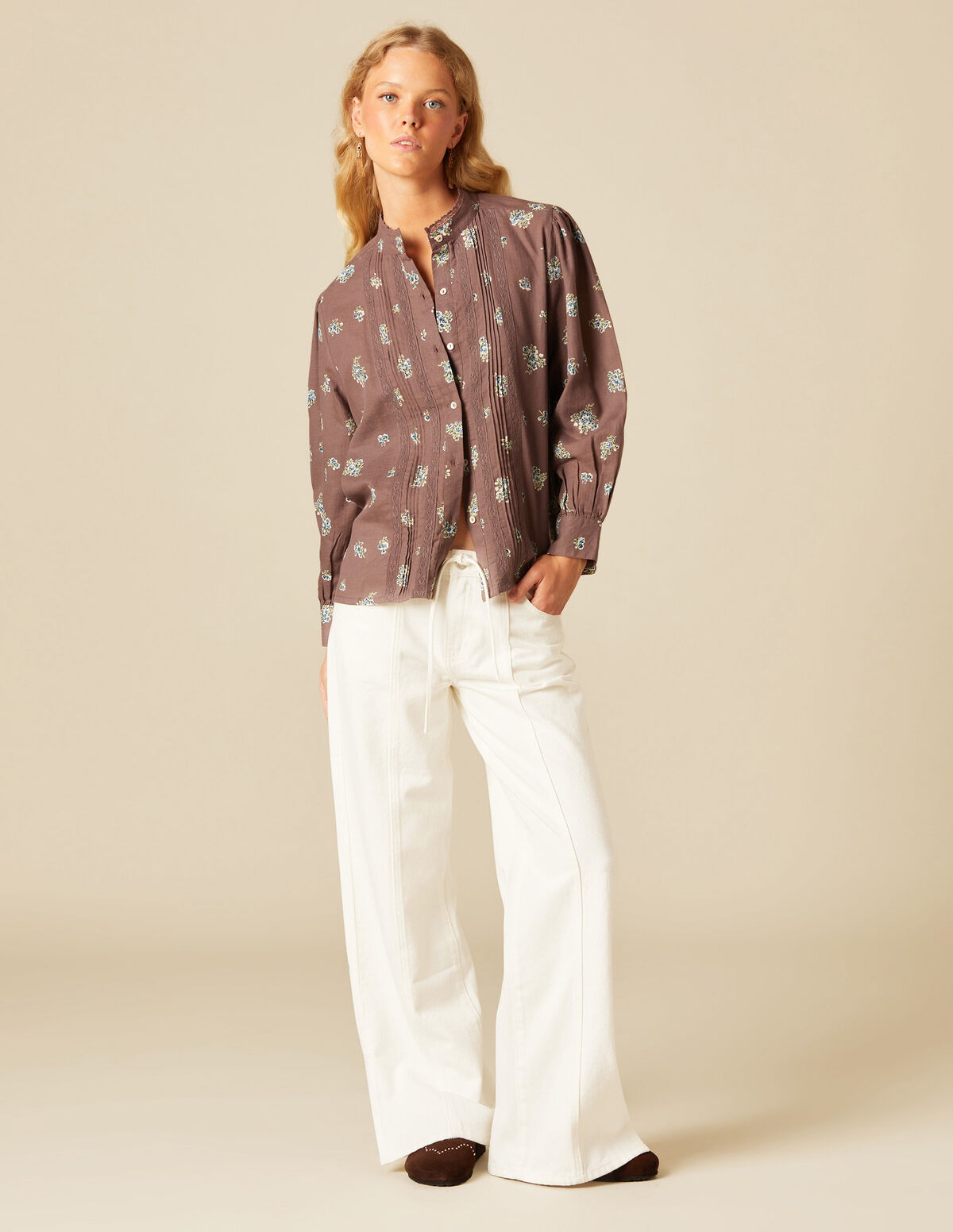 BLUE TOP-STITCHED POCKETS TROUSERS