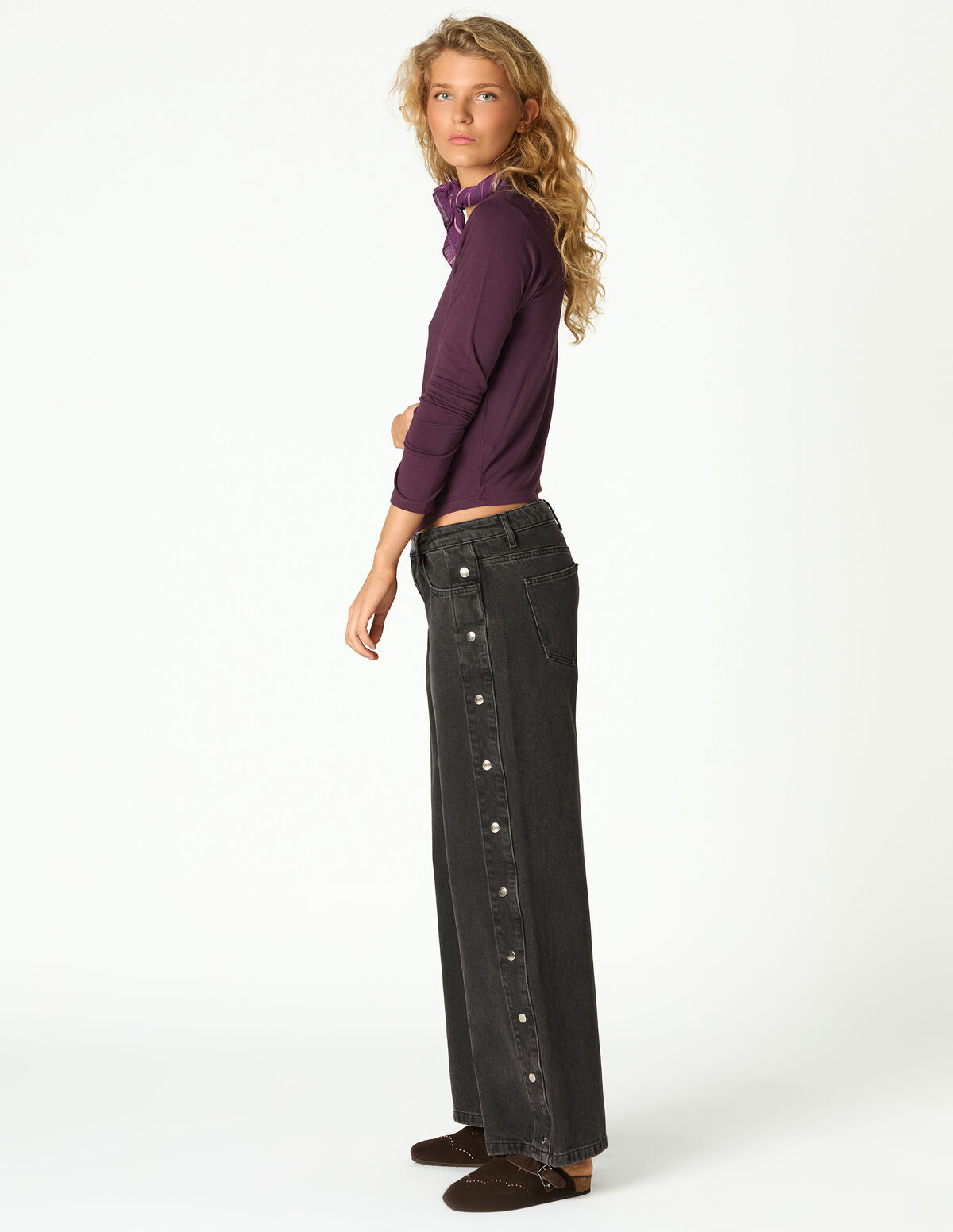 ANTHRACITE SIDE BUTTONS TROUSERS