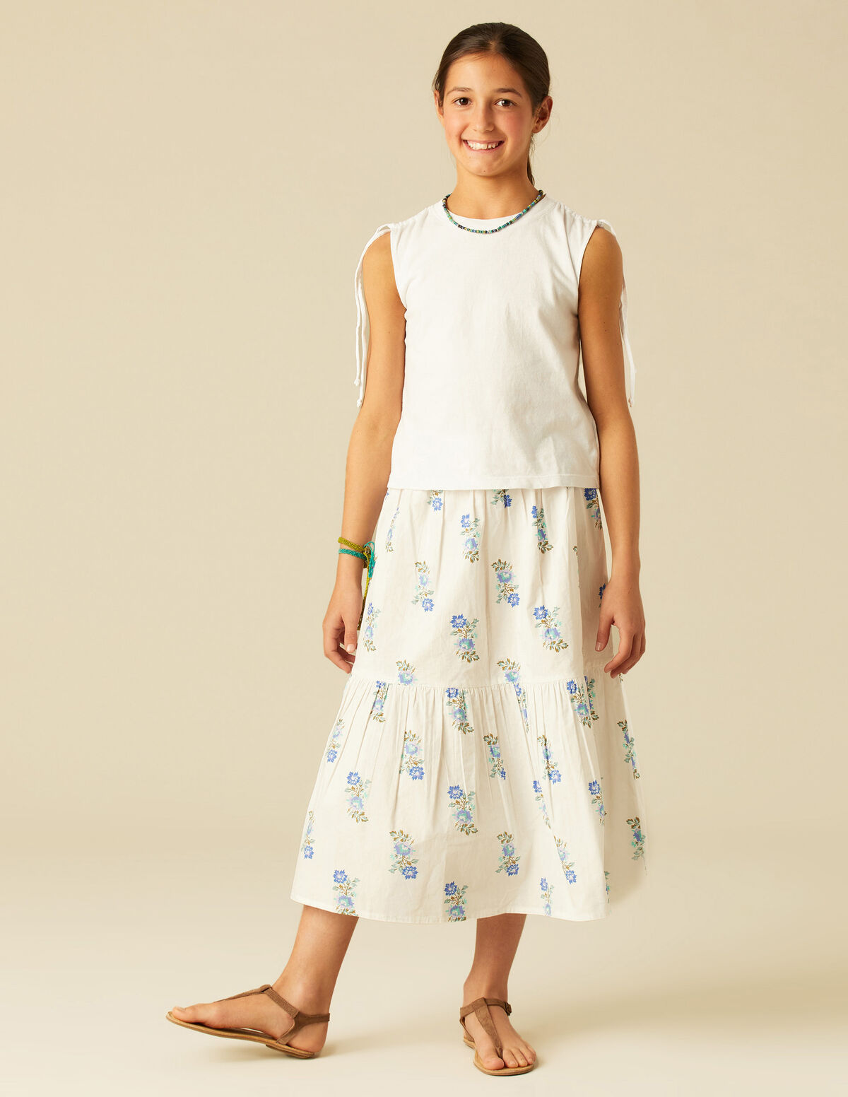 FALDA FLOR MULTICOLOR AZUL