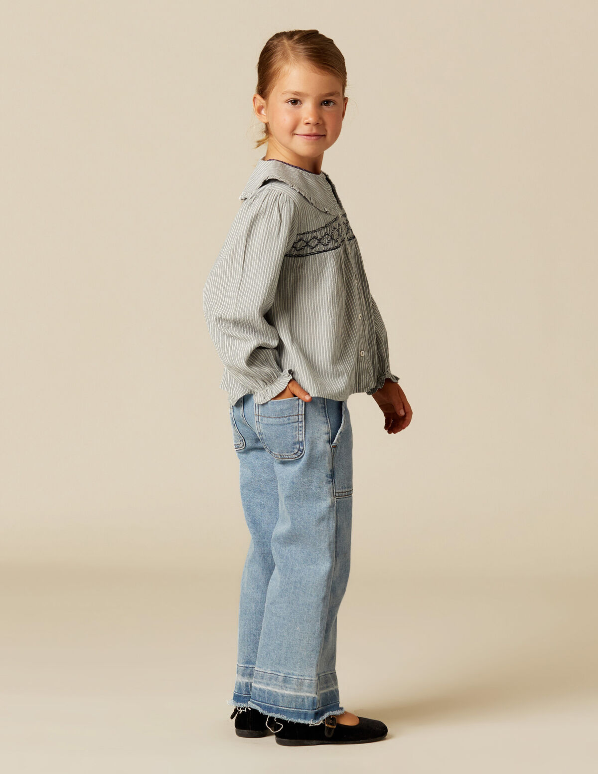 Blue wide leg jeans
