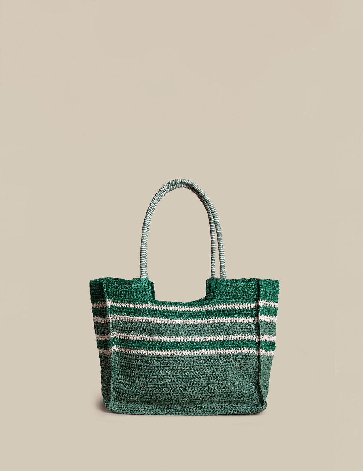 BOLSO RAFIA VERDE RAYAS