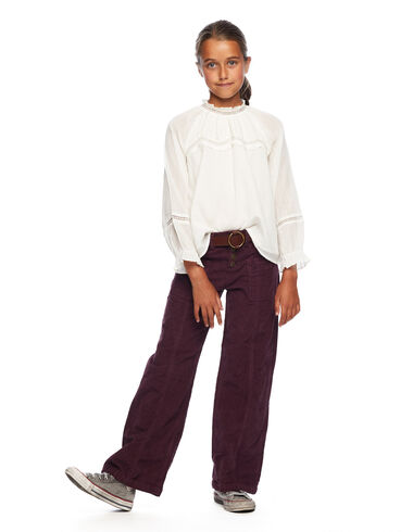 Berry corduroy wide leg trousers seams - View all > - Nícoli