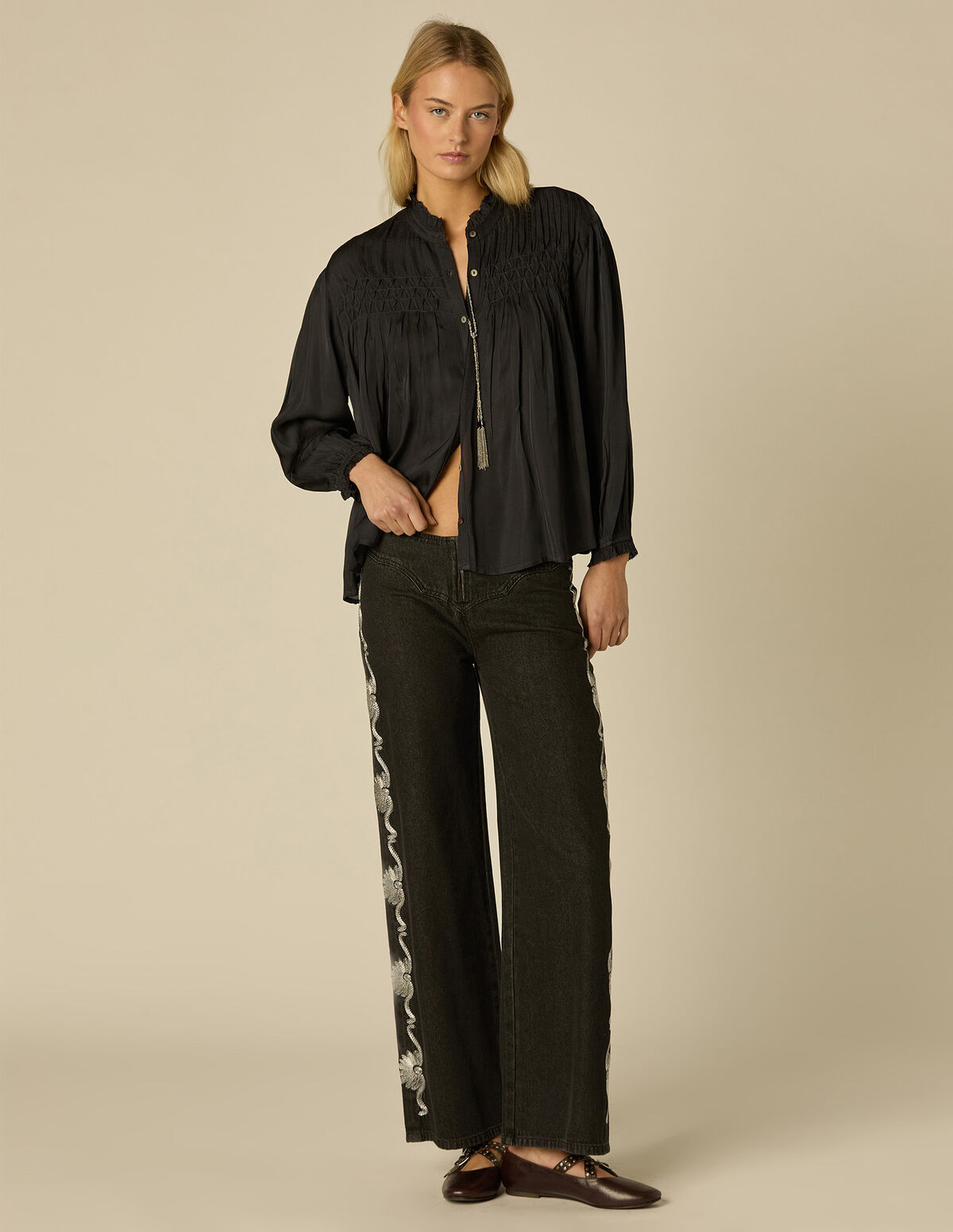 ANTHRACITE SATIN SHIRT