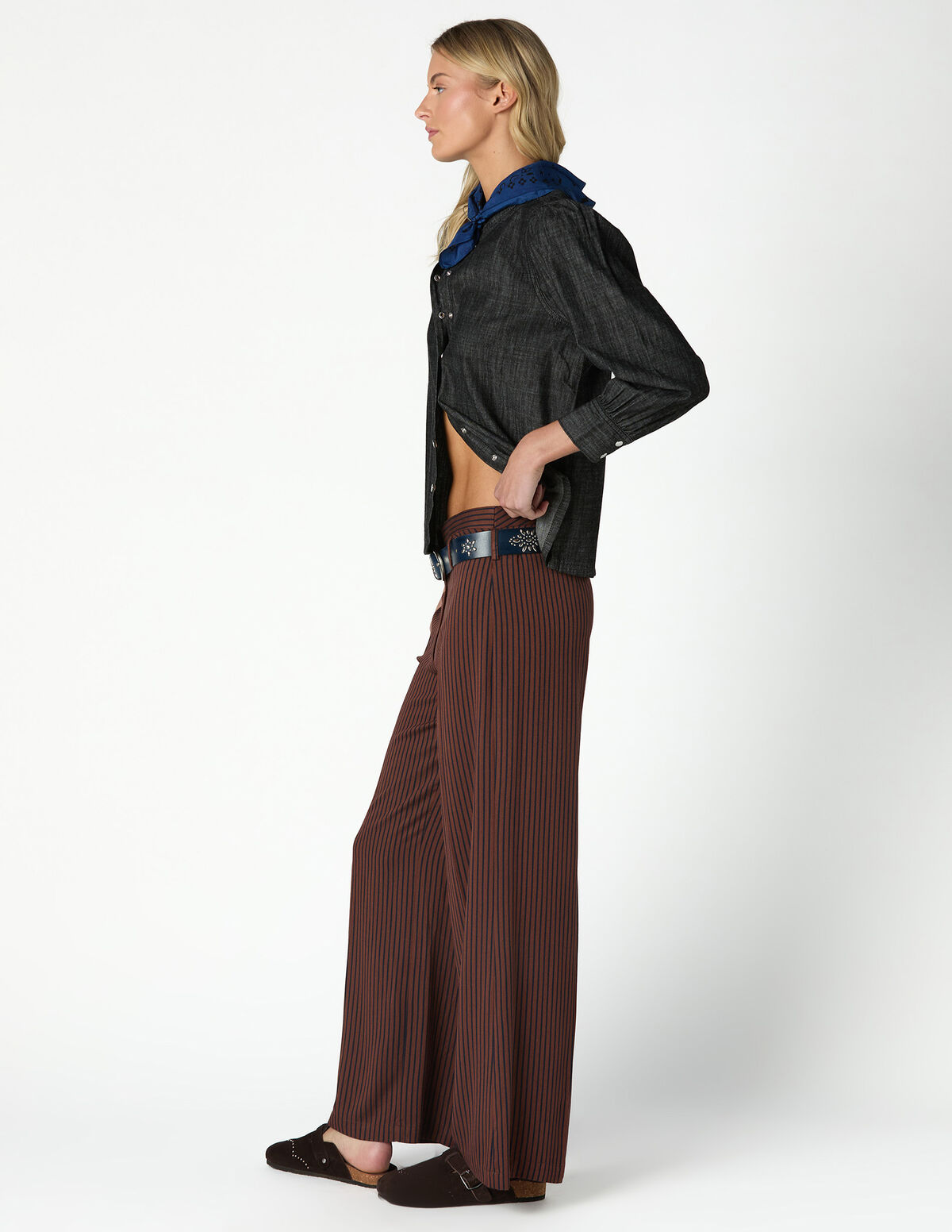 BROWN STRIPED TROUSERS