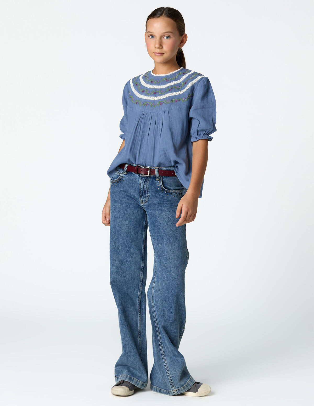 ANILINE BLUE EMBROIDERED SHIRT