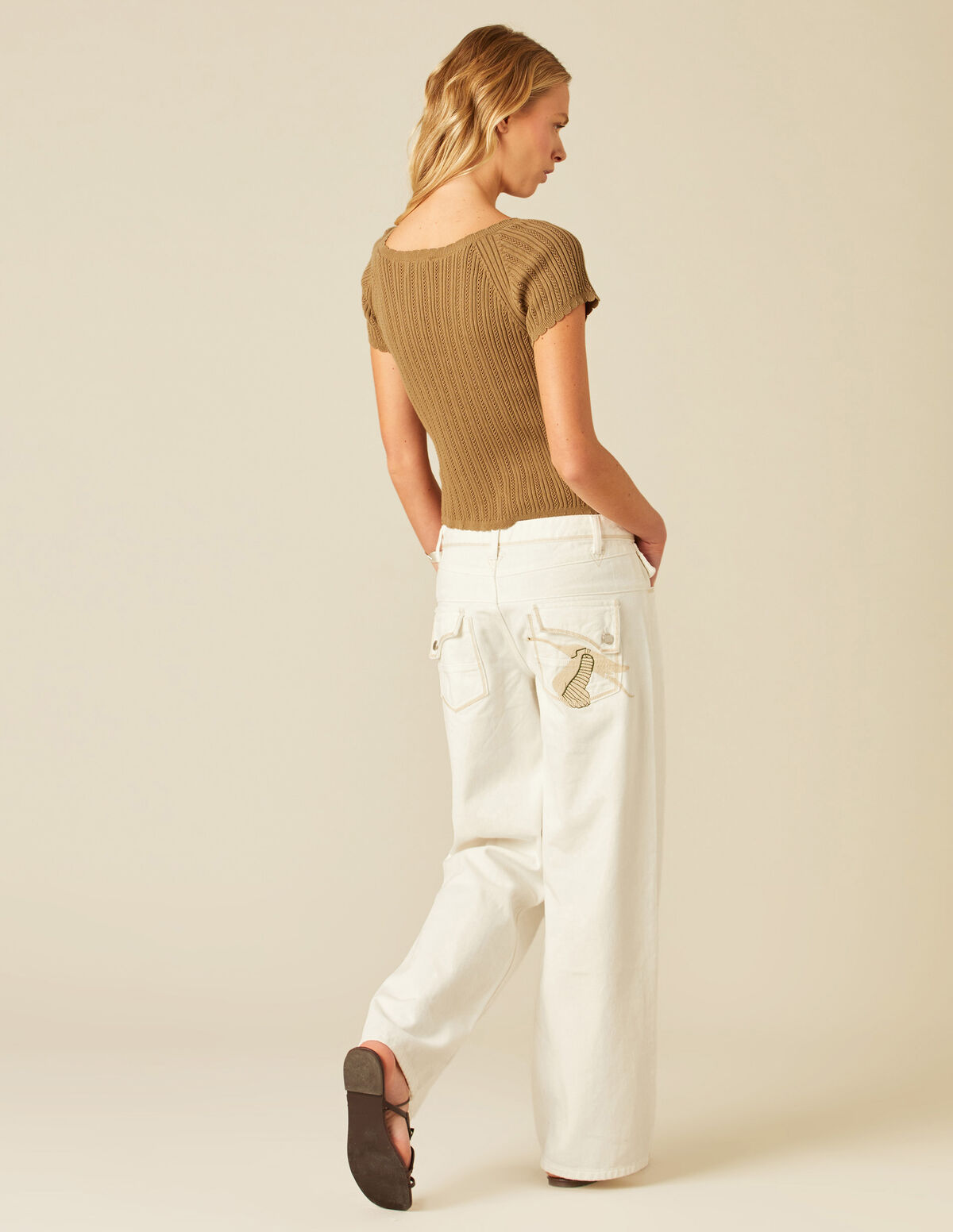 WHITE EMBROIDERED TROUSERS