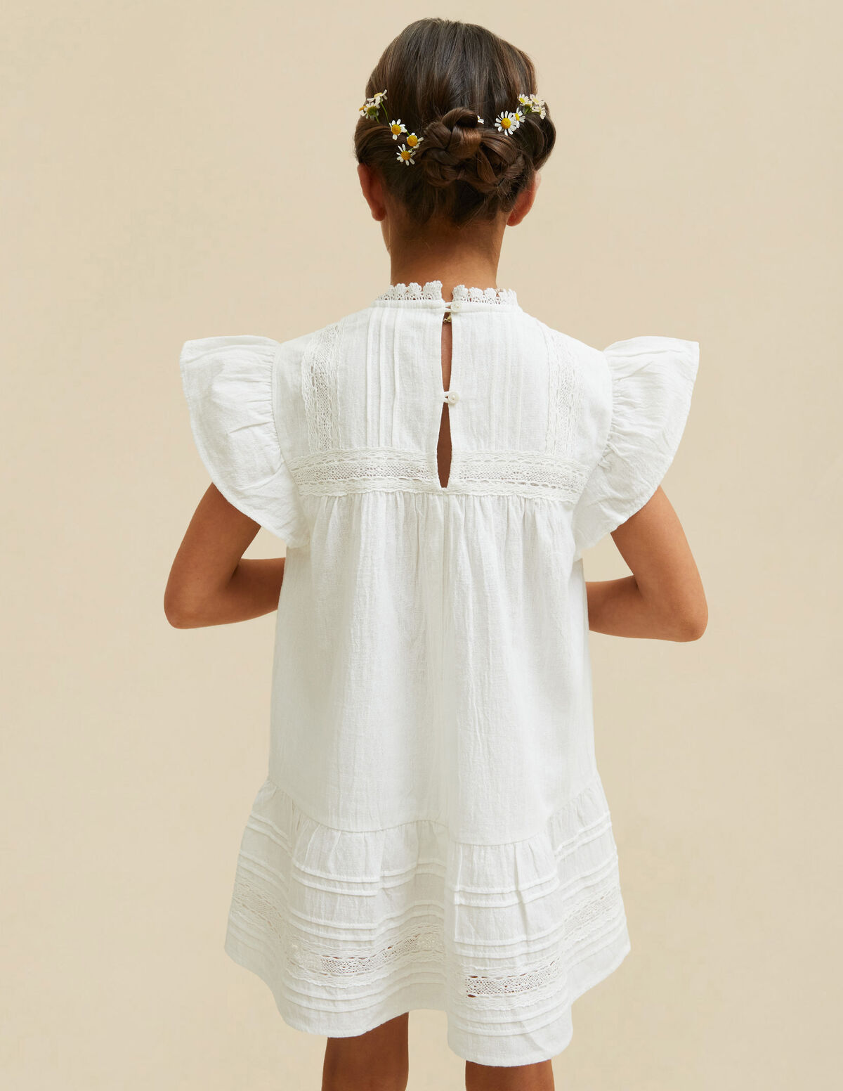 VESTIDO VOLANTE ENCAJES BLANCO