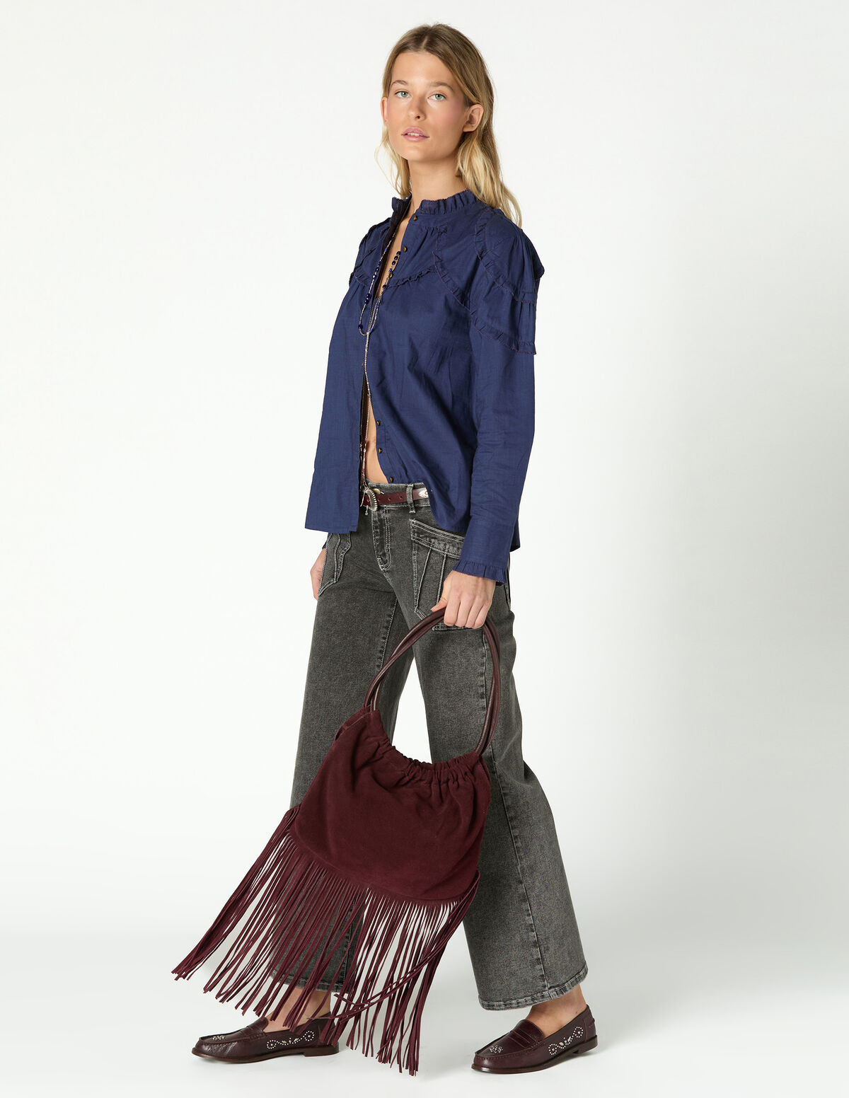 CONTRAST RUFFLE SHIRT