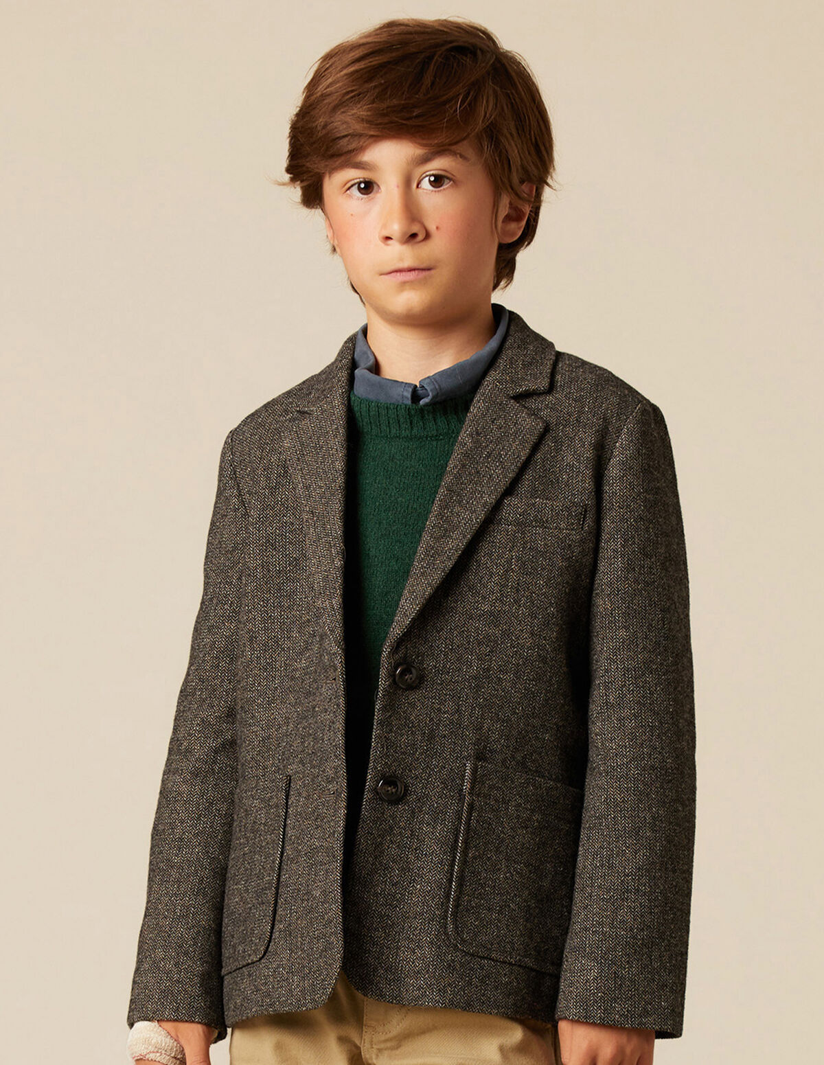 GREY HERRINGBONE BLAZER