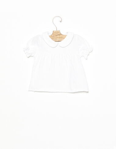 T-shirt col Claudine blanc - Tee-shirts - Nícoli