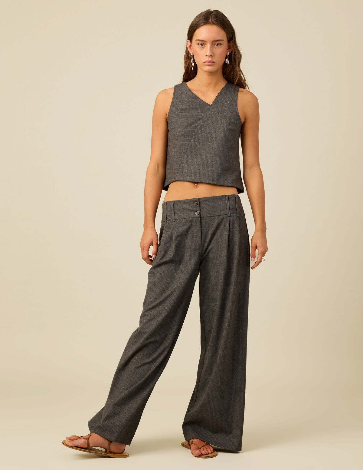 BLUE STRIPED WAISTBAND TROUSERS