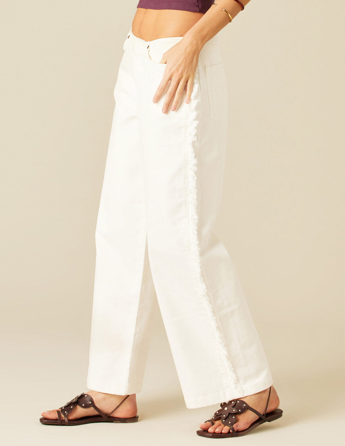 PANTALÓN FLECOS LATERALES BLANCO