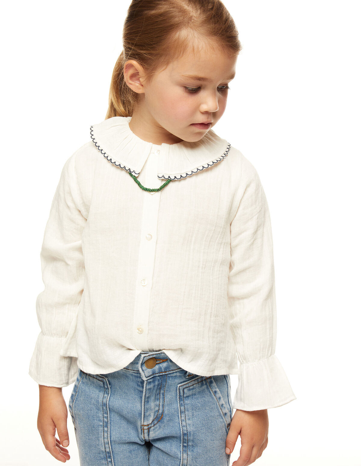 DARK BLUE WAVY NECK SHIRT