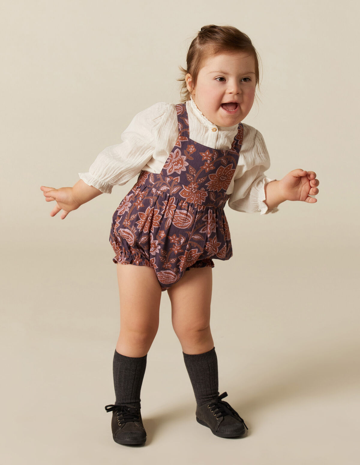 BROWN RIBBED KNIT PLAYSUIT