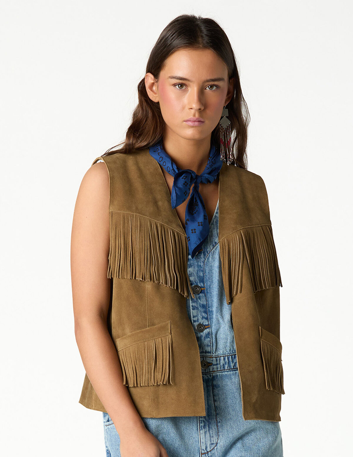 FRINGED SUEDE VEST