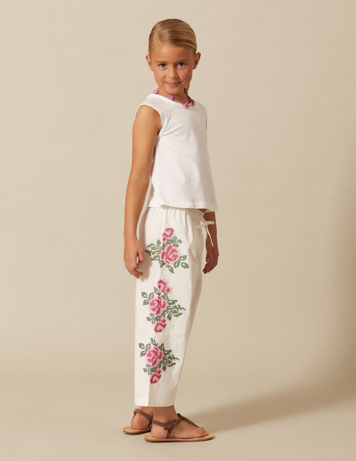 PANTALON BRODÉ FLEUR