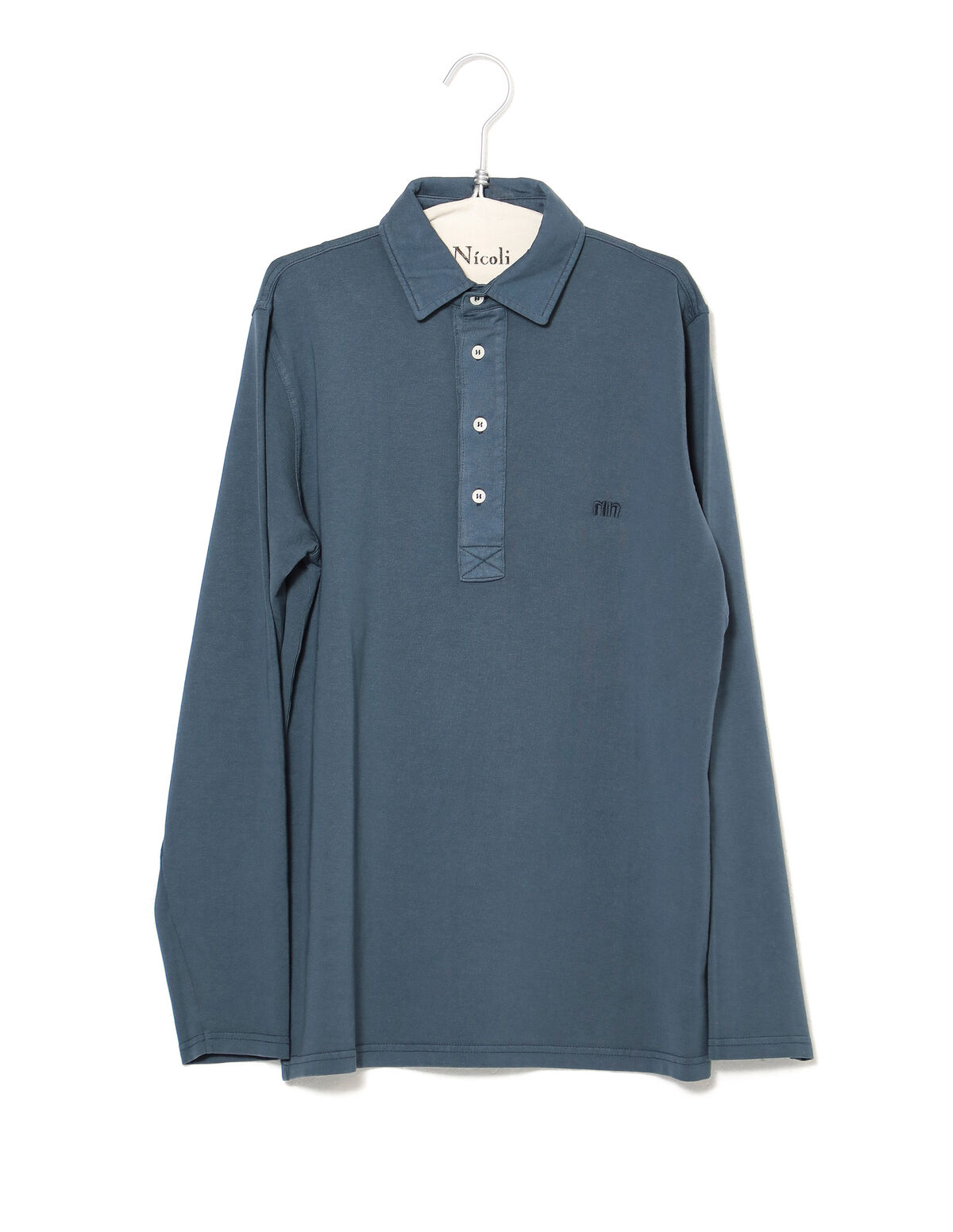 Anthracite long-sleeved polo shirt - Polo shirts - Nícoli