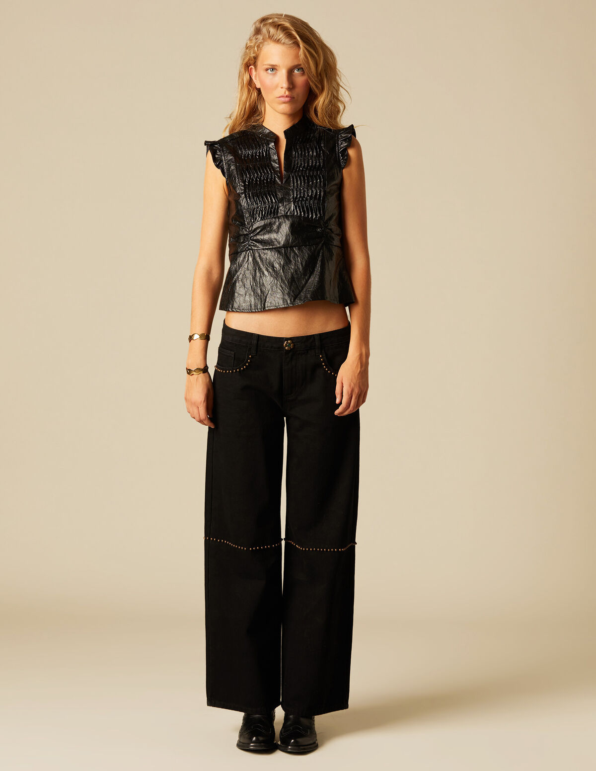 ANTHRACITE FLOWER TROUSERS
