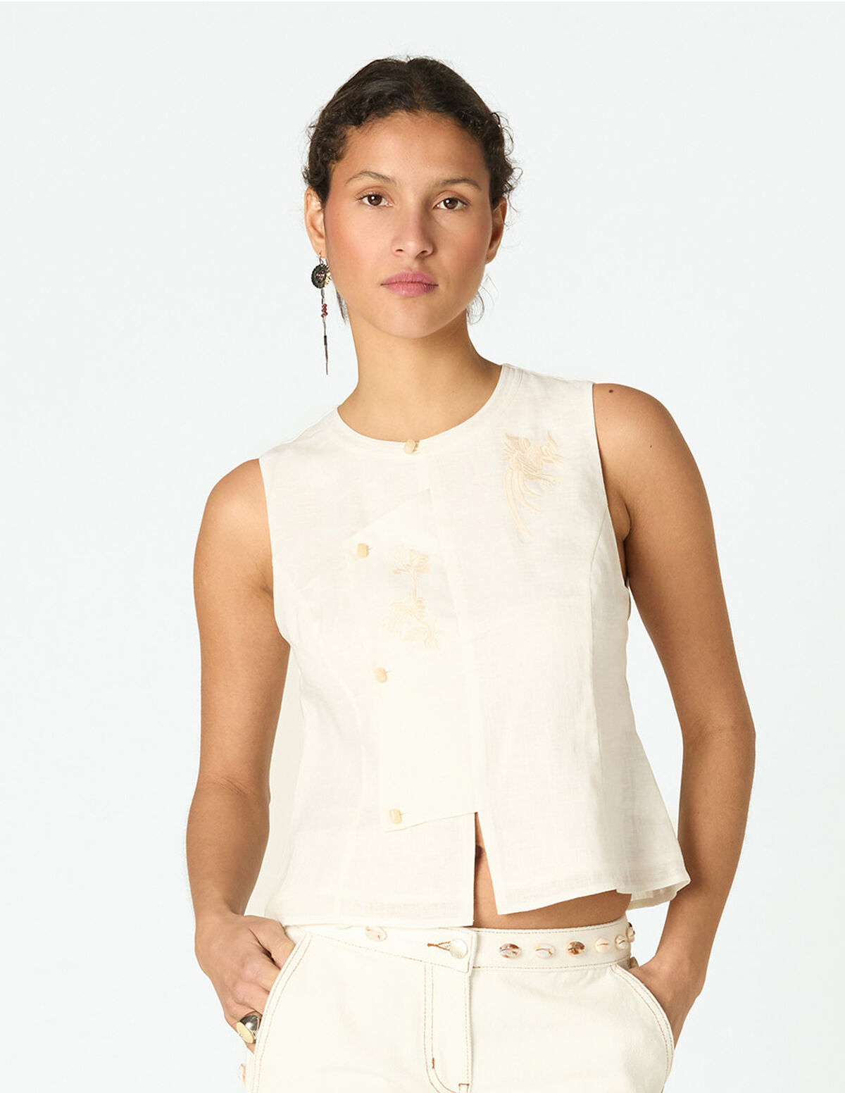 ECRU EMBROIDERED SHIRT