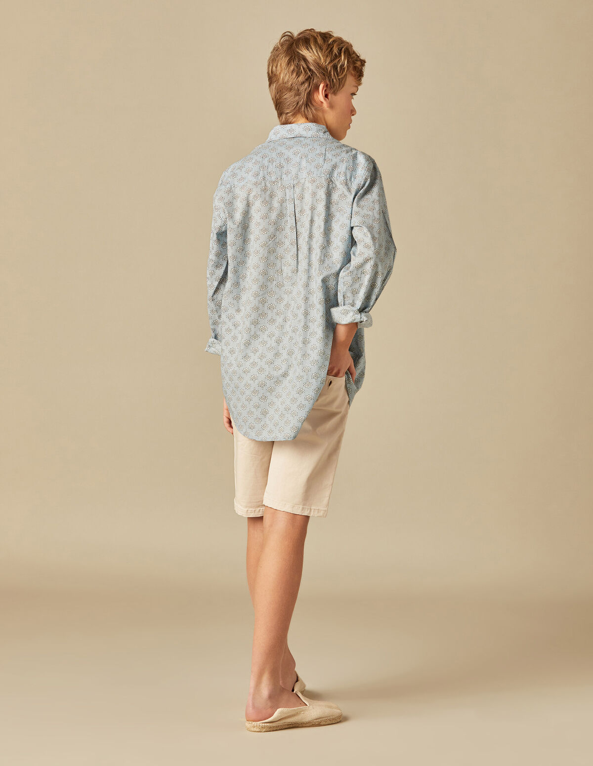 BLUE LEAVES PRINT SHIRT