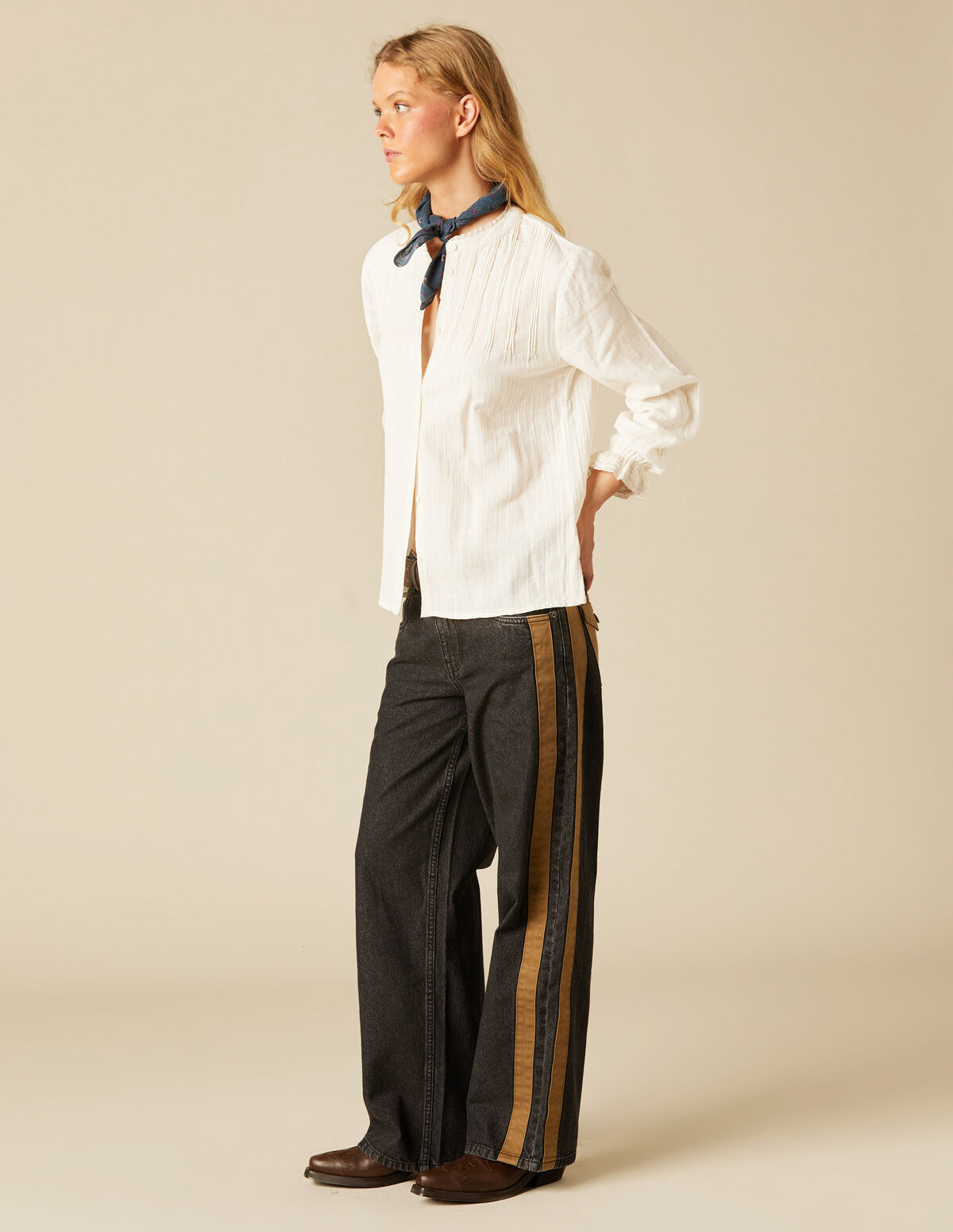 ECRU PIN-TUCK SHIRT