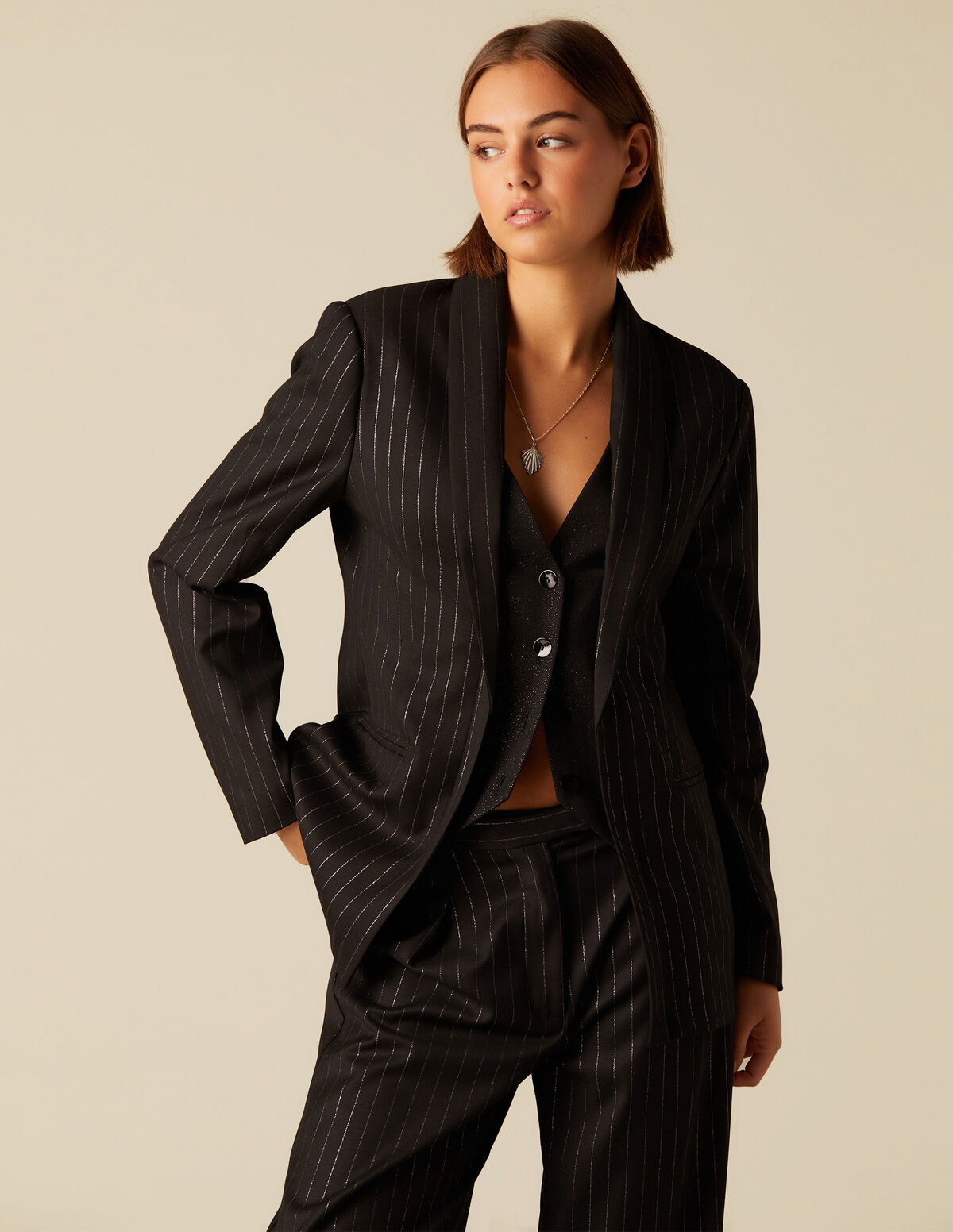 BLAZER GILET RAYURE BRILLANT