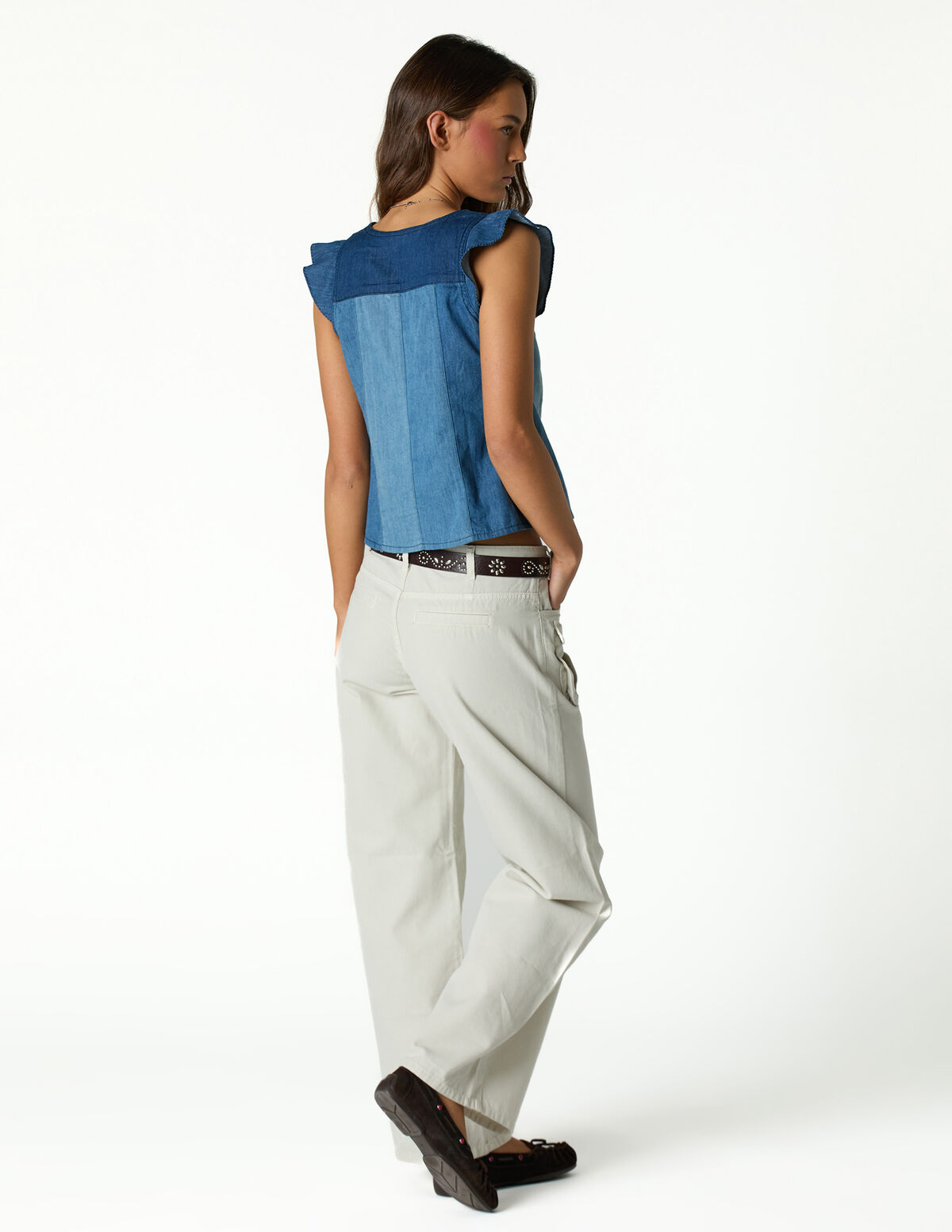 BLUE PATCHWORK DENIM TOP