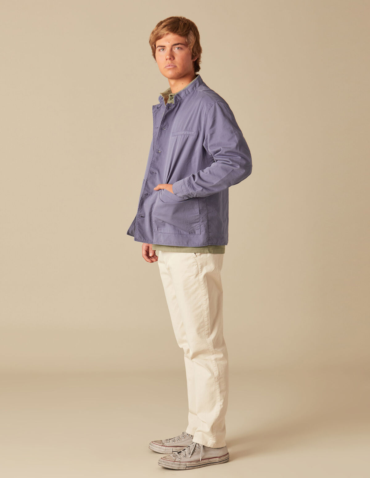 VESTE COL MAO BLEUE