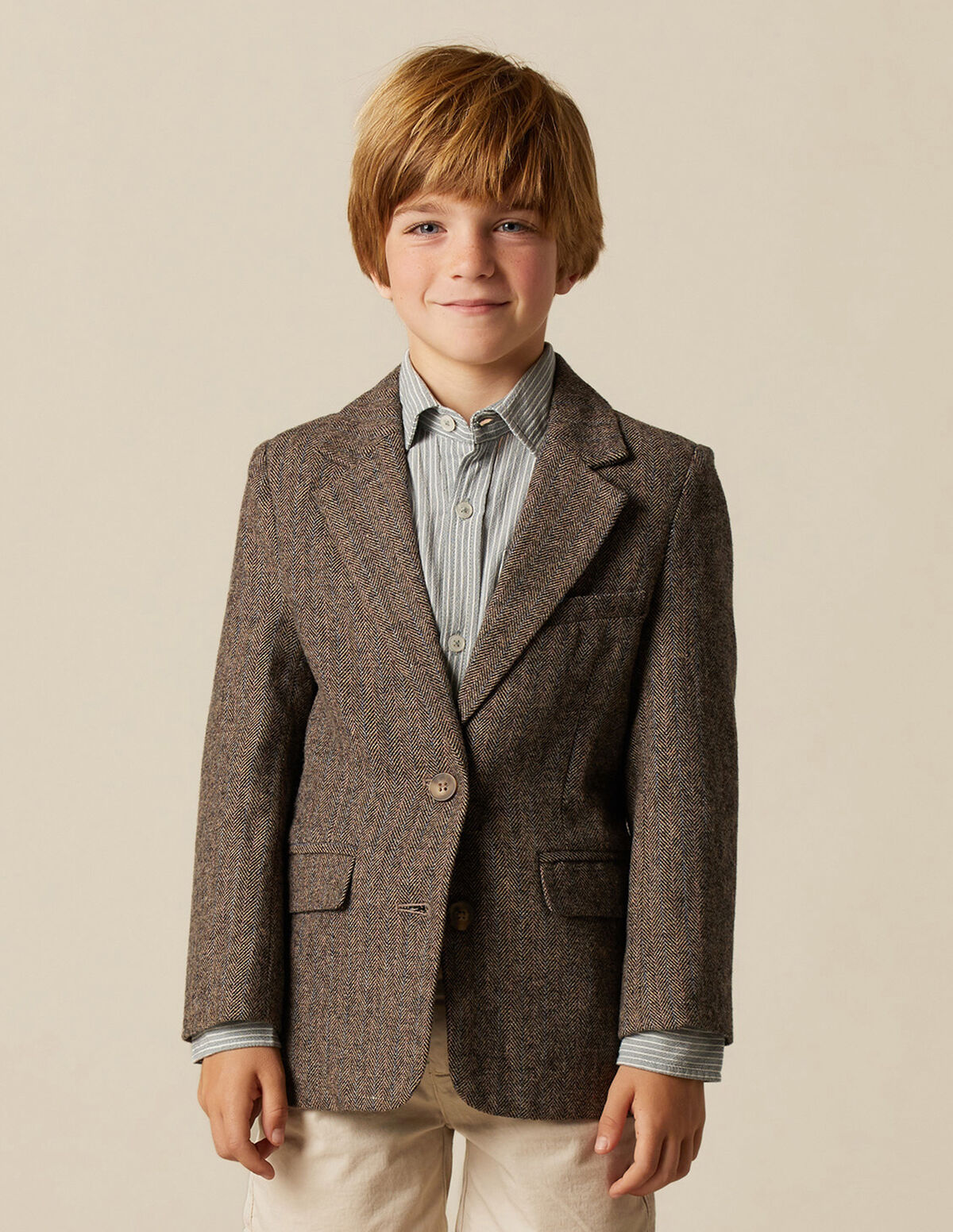 BROWN HERRINGBONE BLAZER