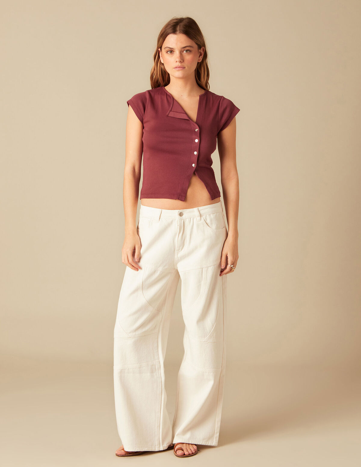 WHITE SEAMED TROUSERS