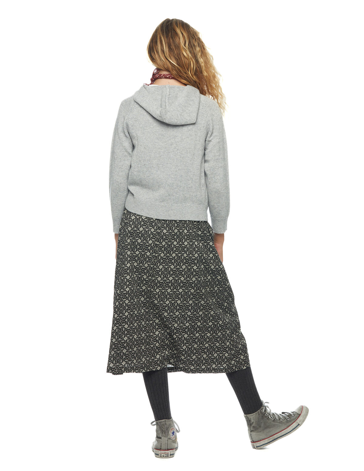 JUPE ANTHRACITE FLEURS