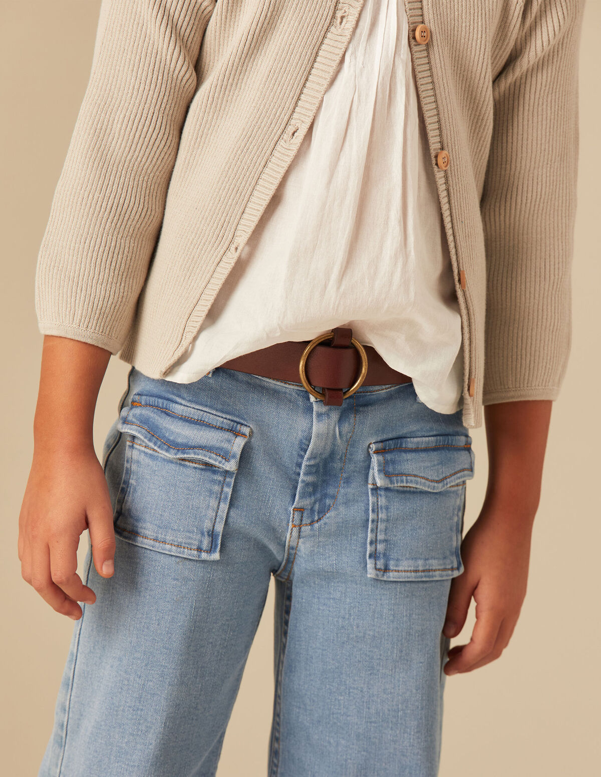 Pantalon rabat poches jean bleu