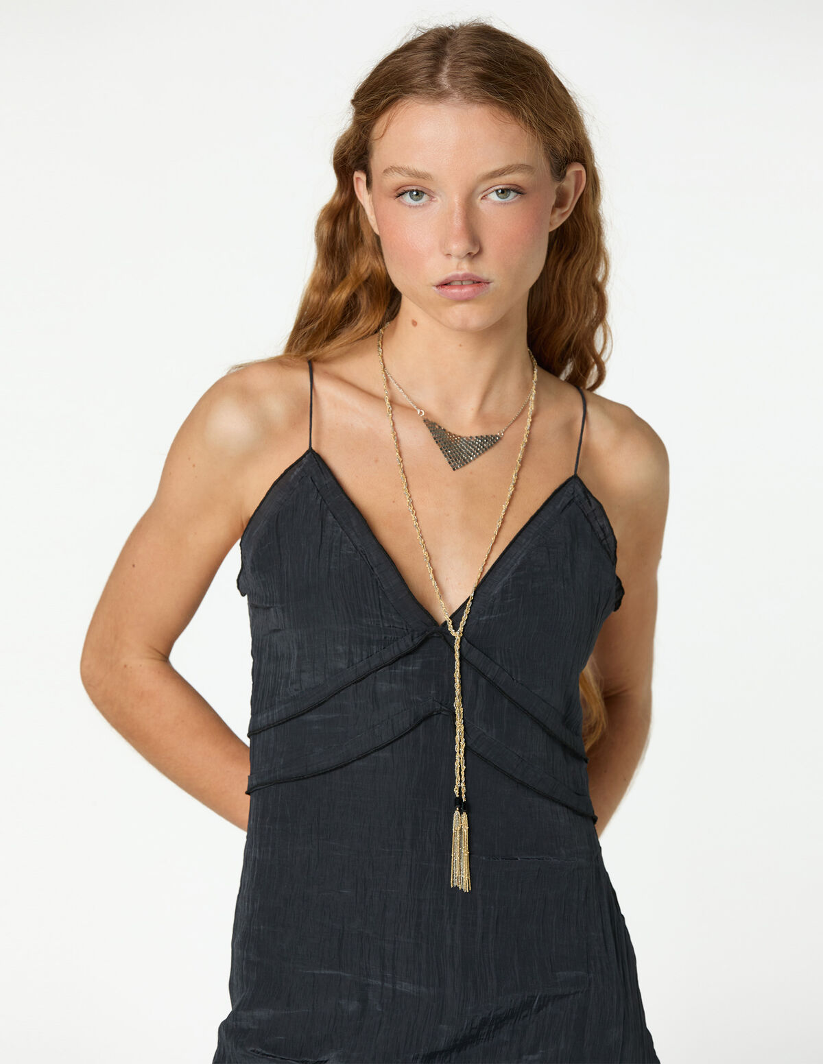BLACK MIDI SLIP DRESS