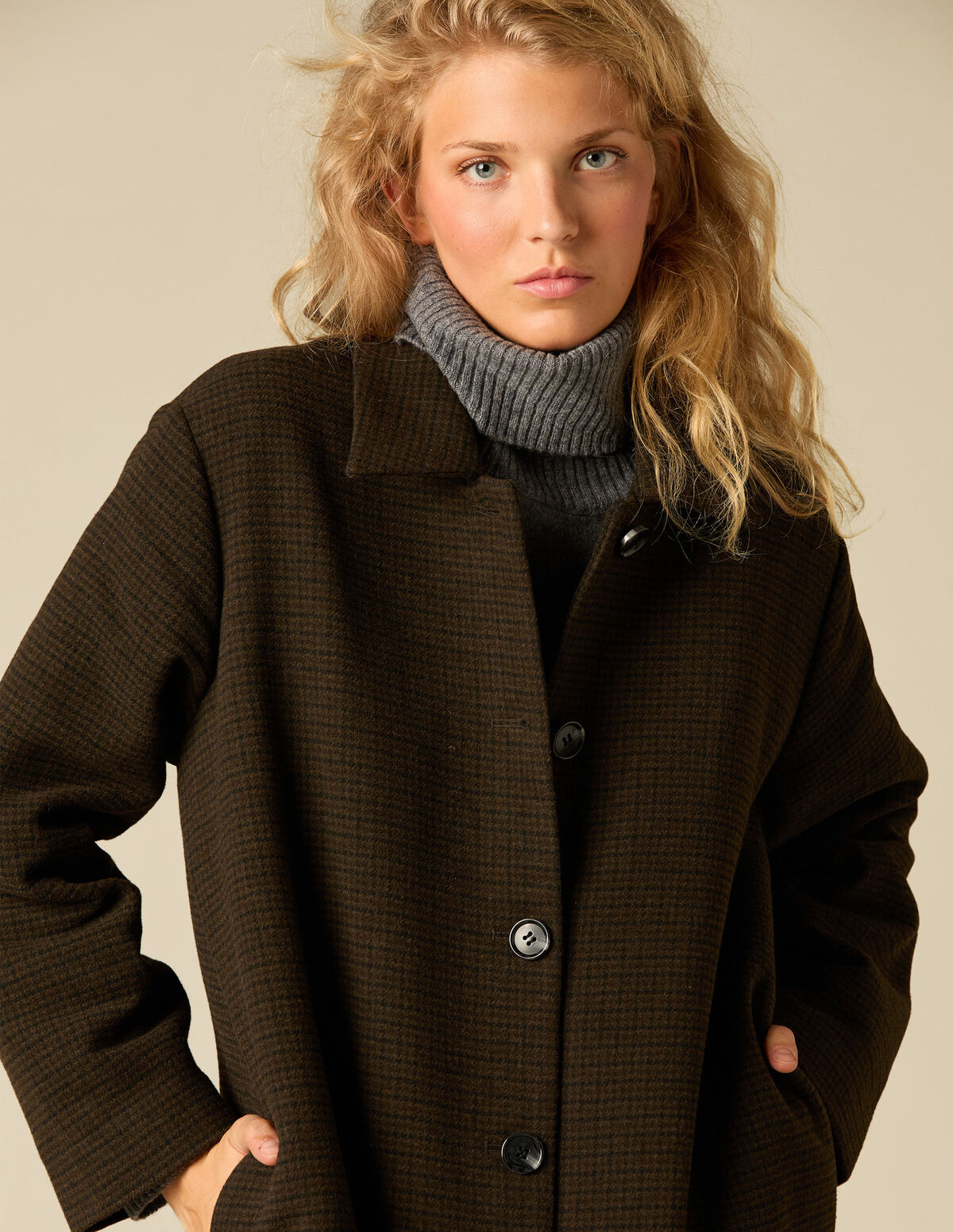 LONG CHECKED COAT