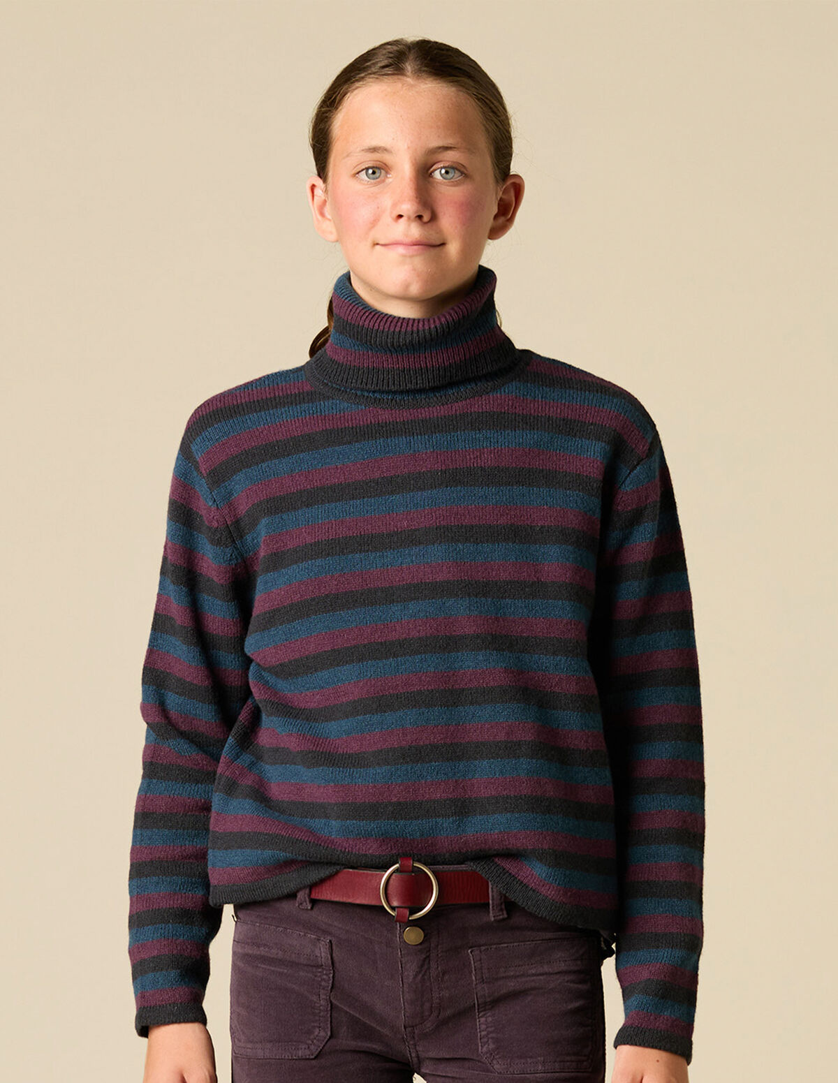 PULL RAYURES COL ROULÉ