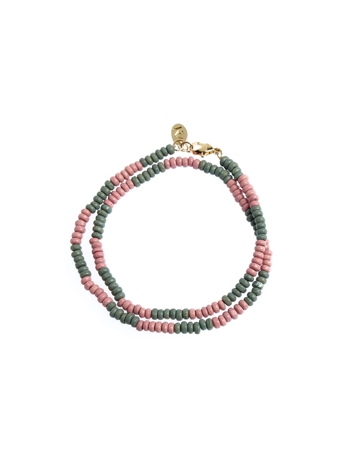 GREY/PINK BEADED SHORT NECKLACE