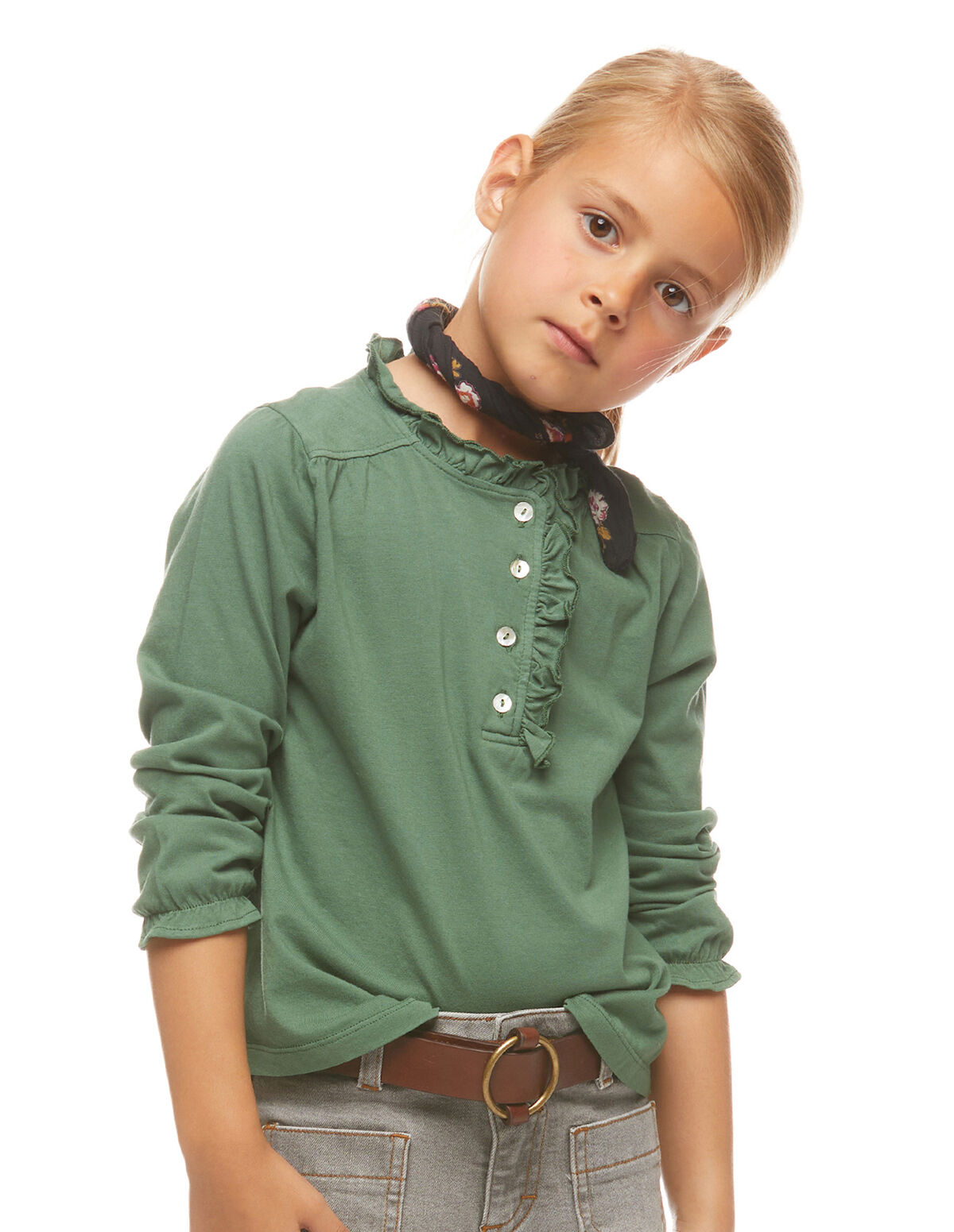 T-SHIRT VERT COL PERKINS 