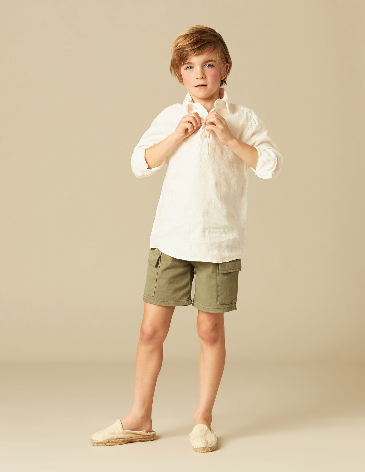 KHAKI CARGO BERMUDA SHORTS